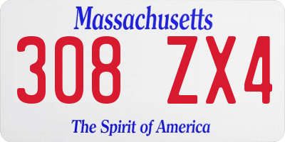 MA license plate 308ZX4