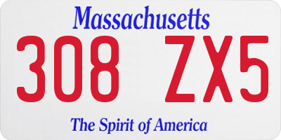 MA license plate 308ZX5