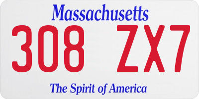 MA license plate 308ZX7