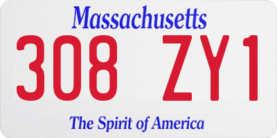MA license plate 308ZY1
