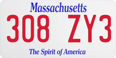 MA license plate 308ZY3