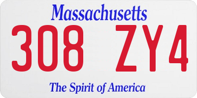 MA license plate 308ZY4