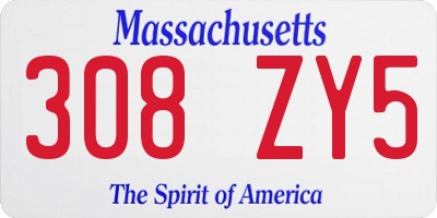 MA license plate 308ZY5