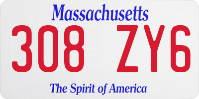 MA license plate 308ZY6