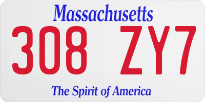 MA license plate 308ZY7