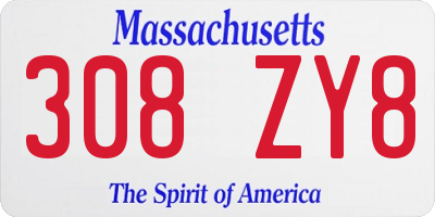MA license plate 308ZY8