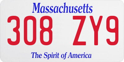 MA license plate 308ZY9