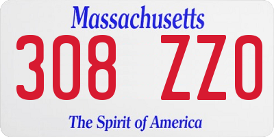 MA license plate 308ZZ0