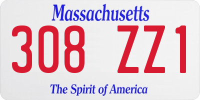 MA license plate 308ZZ1