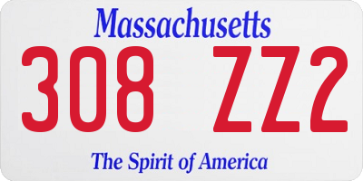 MA license plate 308ZZ2