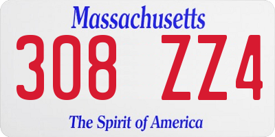 MA license plate 308ZZ4
