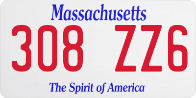 MA license plate 308ZZ6
