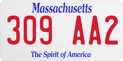 MA license plate 309AA2