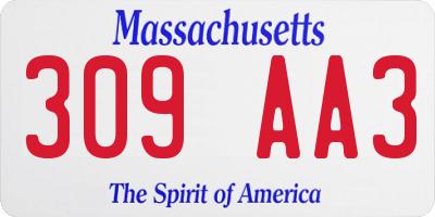 MA license plate 309AA3