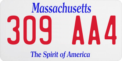 MA license plate 309AA4