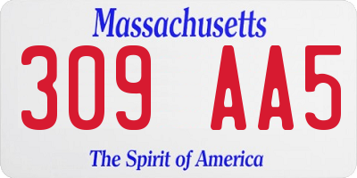 MA license plate 309AA5
