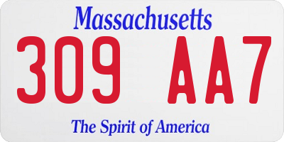MA license plate 309AA7