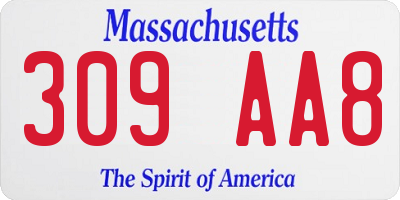 MA license plate 309AA8