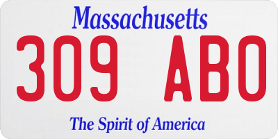 MA license plate 309AB0