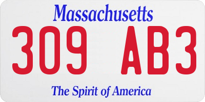 MA license plate 309AB3