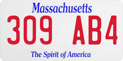 MA license plate 309AB4
