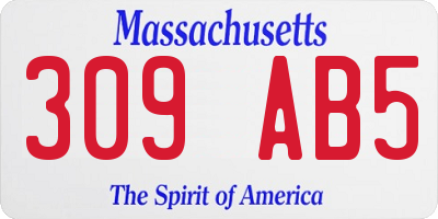 MA license plate 309AB5