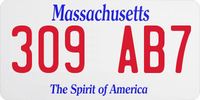 MA license plate 309AB7