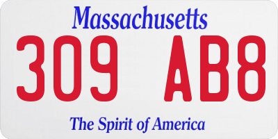 MA license plate 309AB8