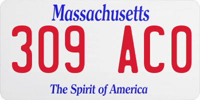 MA license plate 309AC0