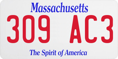 MA license plate 309AC3