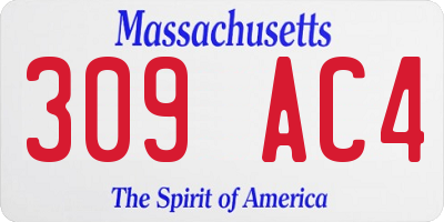 MA license plate 309AC4