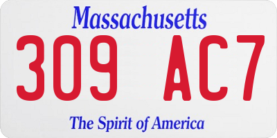 MA license plate 309AC7