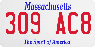 MA license plate 309AC8