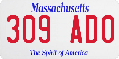 MA license plate 309AD0
