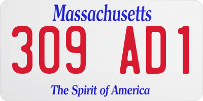 MA license plate 309AD1