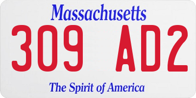 MA license plate 309AD2