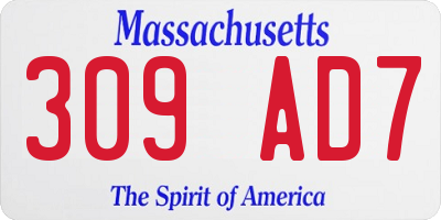 MA license plate 309AD7
