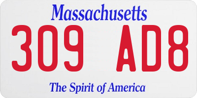 MA license plate 309AD8