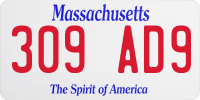 MA license plate 309AD9