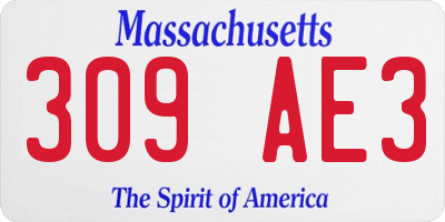 MA license plate 309AE3