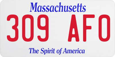 MA license plate 309AF0