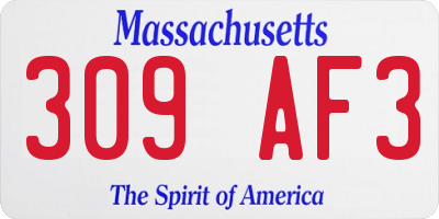 MA license plate 309AF3