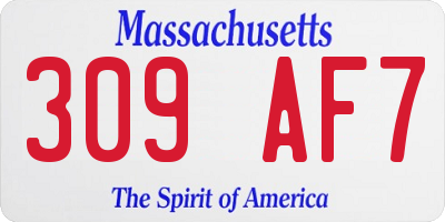 MA license plate 309AF7