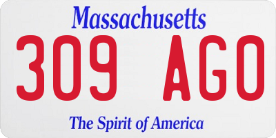MA license plate 309AG0