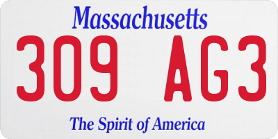 MA license plate 309AG3