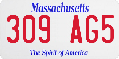 MA license plate 309AG5