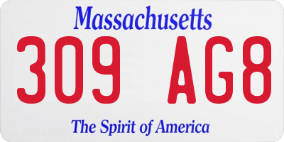 MA license plate 309AG8