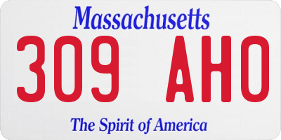 MA license plate 309AH0
