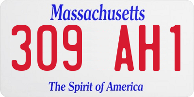 MA license plate 309AH1