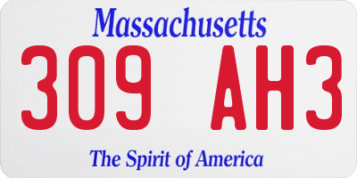 MA license plate 309AH3